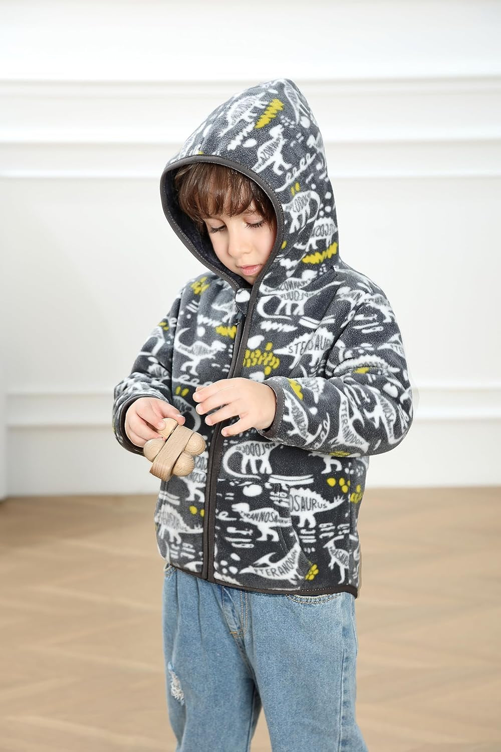 Toddler Polar Fleece Jacket Hooded Baby Boys Girls Autumn Winter Long Sleeve Thick Warm Outerwear