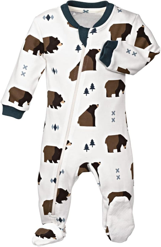 – Zipper Organic Sleeper Footed Onesies Sleeper Baby Pajamas with Inseam Zipper